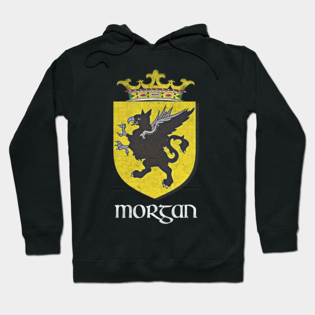 Morgan Name / Faded Style Family Crest Coat Of Arms Design Hoodie by feck!